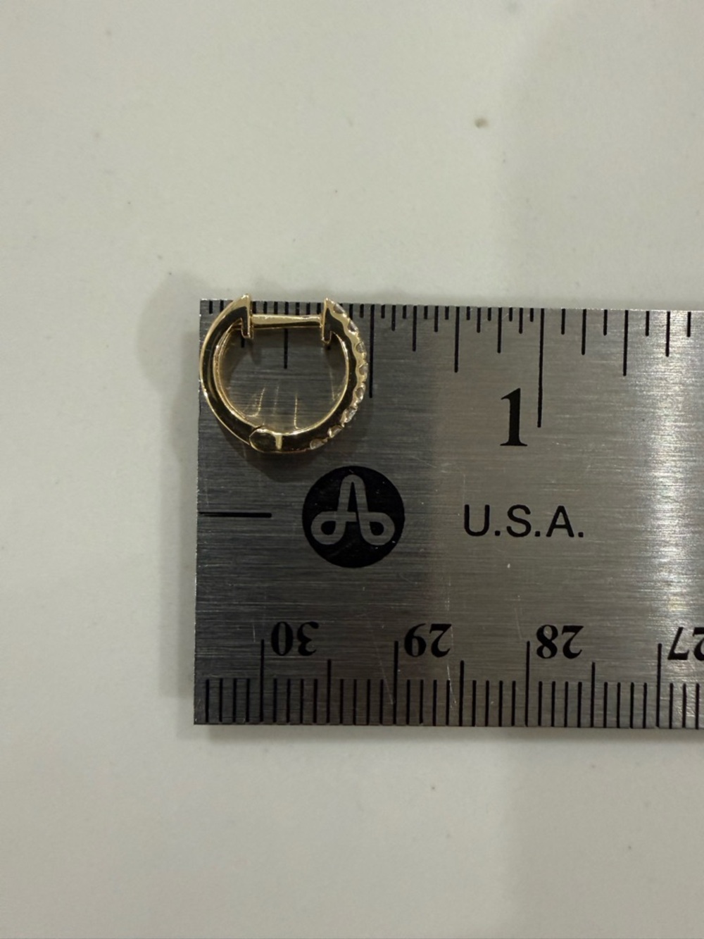 14K YG Diamond Huggie Hoop Earrings - Single Earring - Not A Pair - Picture 9 of 10
